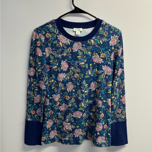 Sundance Pink and Blue Waffle Knit Long Sleeve Thermal Button Top - Size Medium - Picture 1 of 3